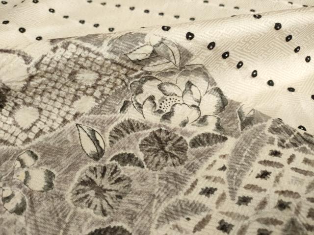 平和屋着物●訪問着　辻が花　絞り　道長花文　正絹　逸品　AABJ3108ck