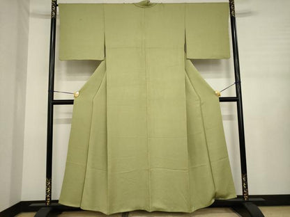 平和屋着物●上質な色無地　海松色　正絹　逸品　AABJ3111ck