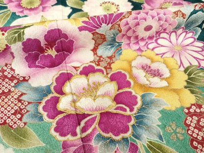 平和屋着物●豪華振袖　刺繍　舞花文　暈し染め　金彩　ロング丈　正絹　逸品　AABJ3112ck