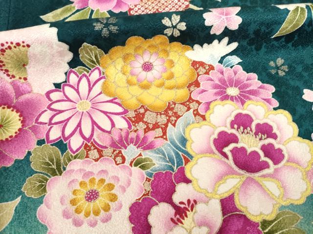 平和屋着物●豪華振袖　刺繍　舞花文　暈し染め　金彩　ロング丈　正絹　逸品　AABJ3112ck