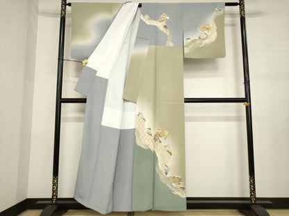 平和屋着物●訪問着　作家物　冊子花文　金彩　正絹　逸品　AABJ3113ck
