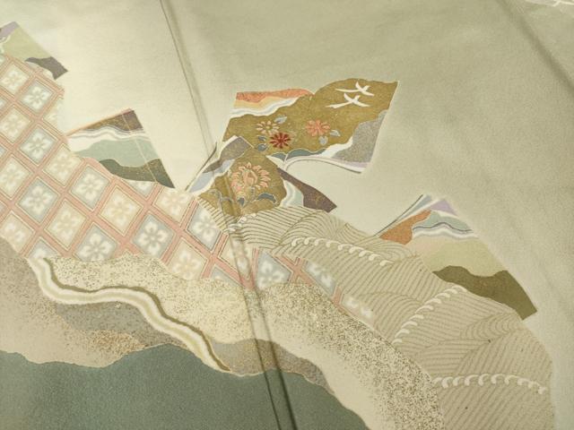 平和屋着物●訪問着　作家物　冊子花文　金彩　正絹　逸品　AABJ3113ck