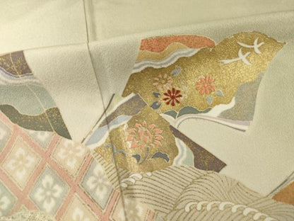 平和屋着物●訪問着　作家物　冊子花文　金彩　正絹　逸品　AABJ3113ck