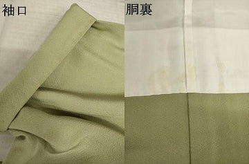 平和屋着物●上質な色無地　黄海松茶色　正絹　逸品　AABJ3114ck