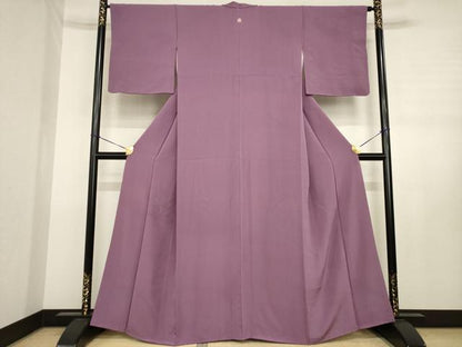 平和屋着物●上質な色無地　濃色　正絹　逸品　AABJ3115ck