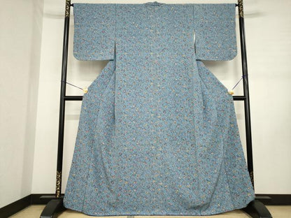 平和屋着物●上質な小紋　紅型　花蝶文　正絹　逸品　AABJ3121ck