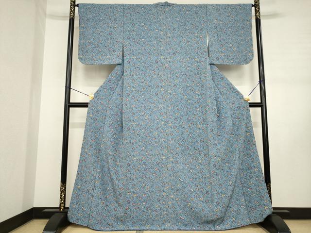 平和屋着物●上質な小紋　紅型　花蝶文　正絹　逸品　AABJ3121ck