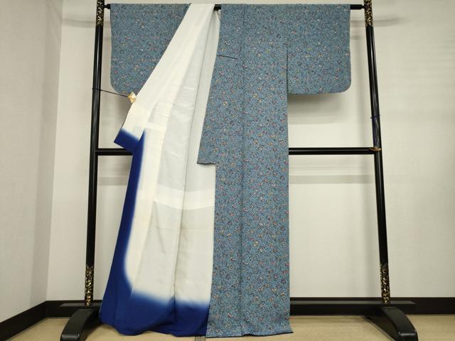 平和屋着物●上質な小紋　紅型　花蝶文　正絹　逸品　AABJ3121ck