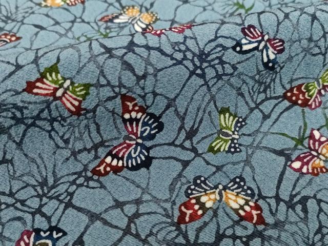 平和屋着物●上質な小紋　紅型　花蝶文　正絹　逸品　AABJ3121ck