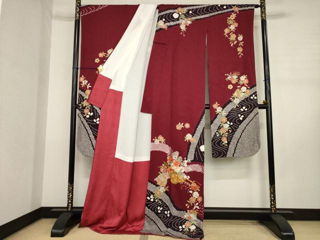 平和屋着物●豪華振袖　駒刺繍　絞り　花車文　金彩　ロング丈　正絹　逸品　AABJ3122ck