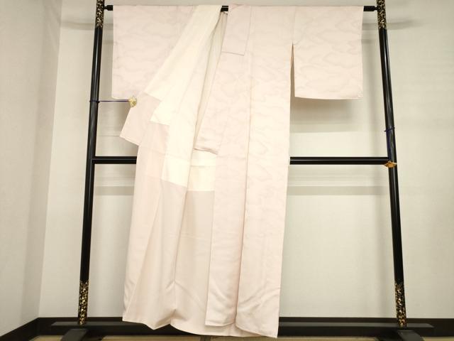 平和屋着物●上質な色無地　寿光織　雲重ね地紋　虹色　反端付き　正絹　逸品　AABJ3123ck