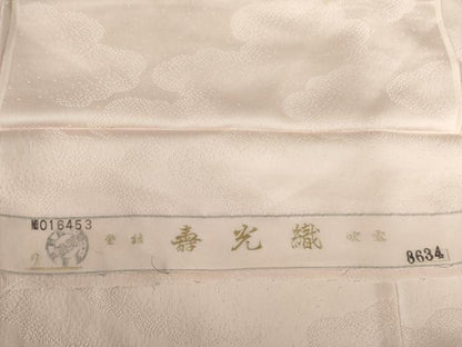 平和屋着物●上質な色無地　寿光織　雲重ね地紋　虹色　反端付き　正絹　逸品　AABJ3123ck