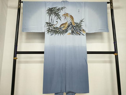 平和屋着物●男性　本場大島紬　薩摩結城　アンサンブル　長襦袢(袷)セット　色無地　藍鉄色　証紙付き　正絹　逸品　AABJ3124ck