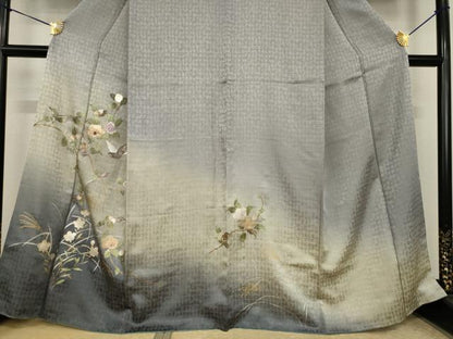 平和屋着物●訪問着　花鳥文　暈し染め　金彩　正絹　逸品　AABJ3127ck