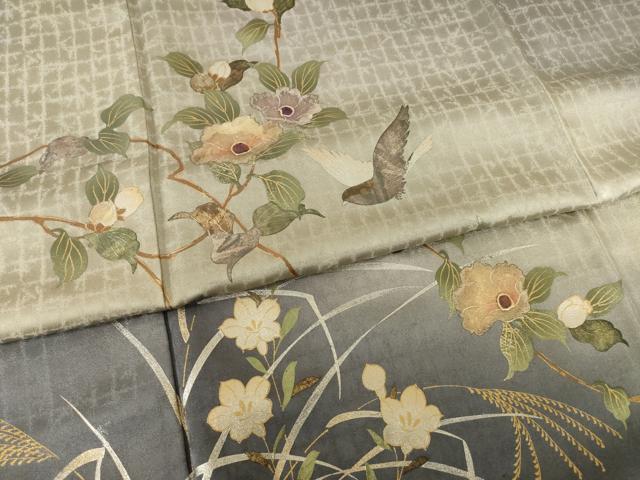 平和屋着物●訪問着　花鳥文　暈し染め　金彩　正絹　逸品　AABJ3127ck