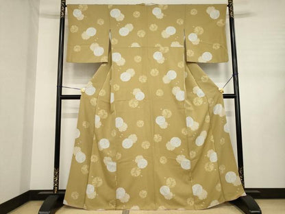 平和屋着物●上質な小紋　雪輪重ね花文　正絹　逸品　AABJ3128ck