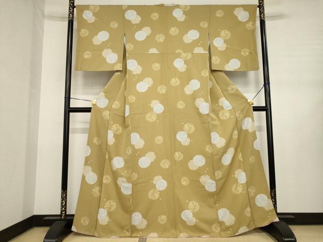 平和屋着物●上質な小紋　雪輪重ね花文　正絹　逸品　AABJ3128ck