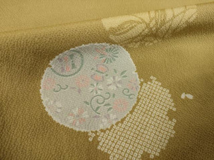 平和屋着物●上質な小紋　雪輪重ね花文　正絹　逸品　AABJ3128ck