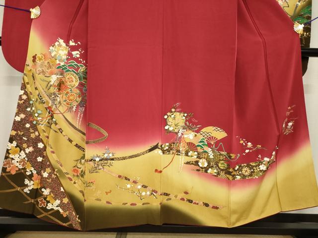 平和屋着物●豪華振袖　駒刺繍　花鼓文　暈し染め　金彩　正絹　逸品　AABJ3130ck