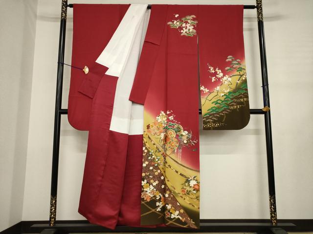 平和屋着物●豪華振袖　駒刺繍　花鼓文　暈し染め　金彩　正絹　逸品　AABJ3130ck