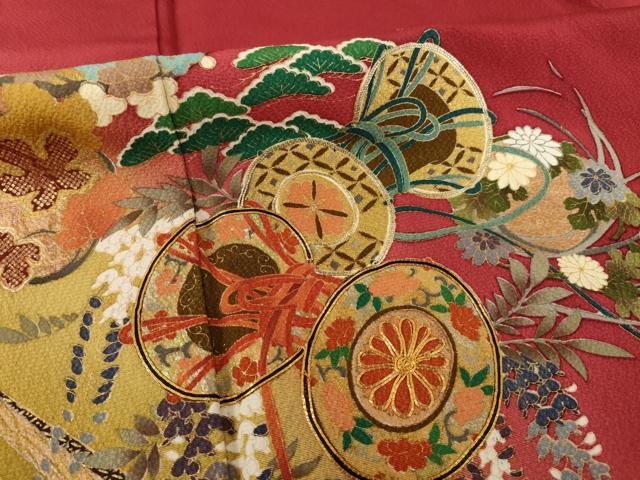 平和屋着物●豪華振袖　駒刺繍　花鼓文　暈し染め　金彩　正絹　逸品　AABJ3130ck