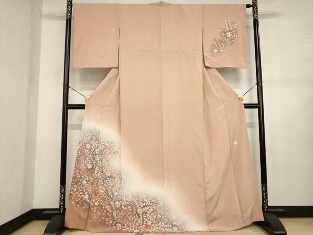 平和屋着物●越後十日町の一流染匠　桐屋・翠山工房　訪問着　辻が花　絞り　流水花文　暈し染め　やまと誂製　正絹　逸品　AABJ3134ck