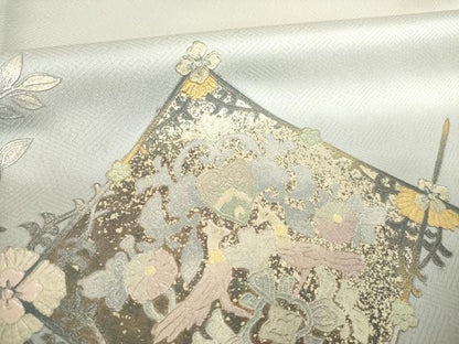 平和屋着物●金彩友禅　卓越技能者・名工・和田光正　訪問着　花天井文　暈し染め　金銀彩　正絹　逸品　AABJ3141ck