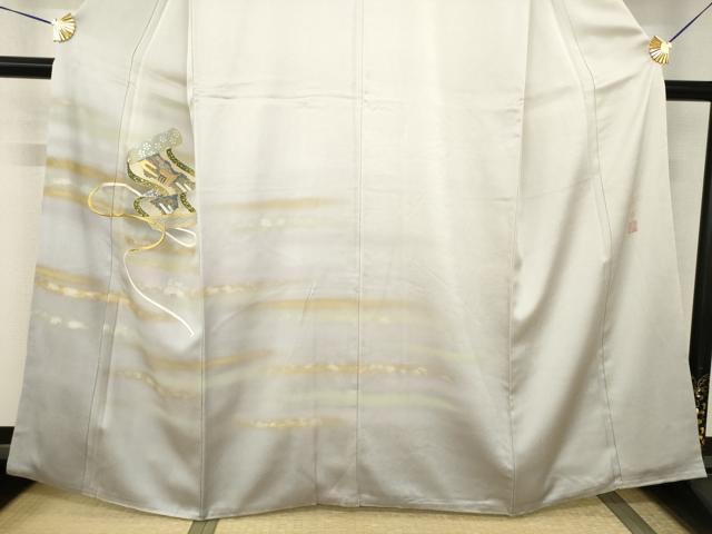 平和屋着物●人間国宝　福田喜三郎　訪問着　刺繍　絵巻文　暈し染め　金彩　正絹　逸品　AABJ3142ck