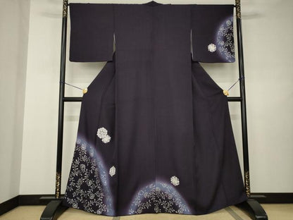 平和屋着物●訪問着　刺繍　飾花文　丹後ちりめん　暈し染め　金糸　銀彩　反端付き　さが美扱い　正絹　逸品　AABJ3146ck