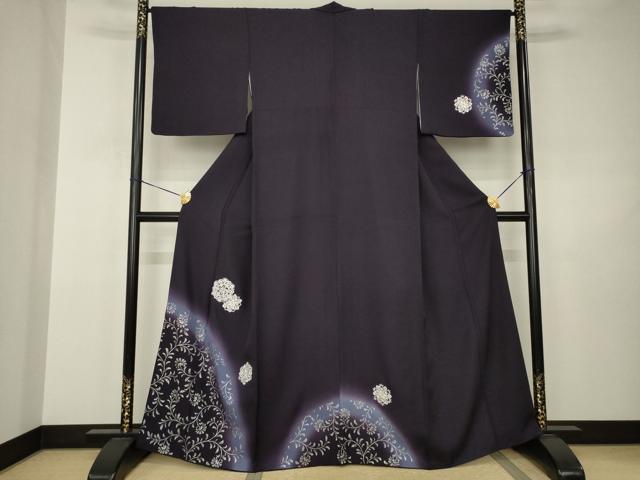 平和屋着物●訪問着　刺繍　飾花文　丹後ちりめん　暈し染め　金糸　銀彩　反端付き　さが美扱い　正絹　逸品　AABJ3146ck