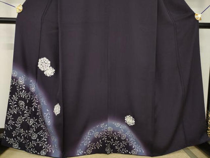 平和屋着物●訪問着　刺繍　飾花文　丹後ちりめん　暈し染め　金糸　銀彩　反端付き　さが美扱い　正絹　逸品　AABJ3146ck