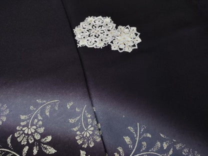 平和屋着物●訪問着　刺繍　飾花文　丹後ちりめん　暈し染め　金糸　銀彩　反端付き　さが美扱い　正絹　逸品　AABJ3146ck