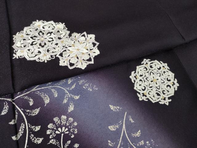 平和屋着物●訪問着　刺繍　飾花文　丹後ちりめん　暈し染め　金糸　銀彩　反端付き　さが美扱い　正絹　逸品　AABJ3146ck