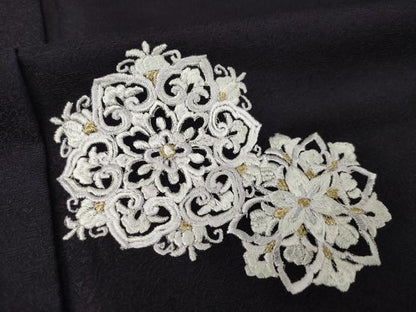 平和屋着物●訪問着　刺繍　飾花文　丹後ちりめん　暈し染め　金糸　銀彩　反端付き　さが美扱い　正絹　逸品　AABJ3146ck