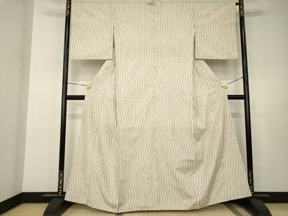 平和屋着物●ぜんまい紬　縞　正絹　逸品　AABJ3149ck
