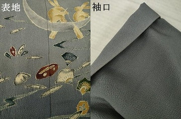 平和屋着物●青山みとも　東京友禅　久呂田明功　訪問着　辻が花　兎花文　鬼しぼ縮緬　正絹　逸品　AABJ3150ck