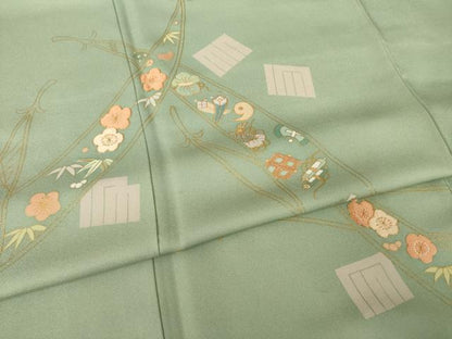 平和屋着物●創業460年・千總　訪問着　駒刺繍　源氏香宝尽くし　ロング丈　正絹　逸品　AABJ3151ck