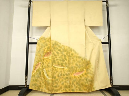 平和屋着物●色留訪問着　鯉　暈し染め　正絹　逸品　AABJ3155ck