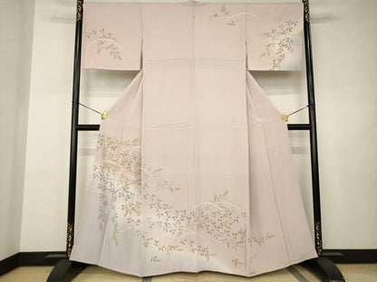 平和屋着物●訪問着　芝　枝葉文　金彩　正絹　逸品　AABJ3157ck