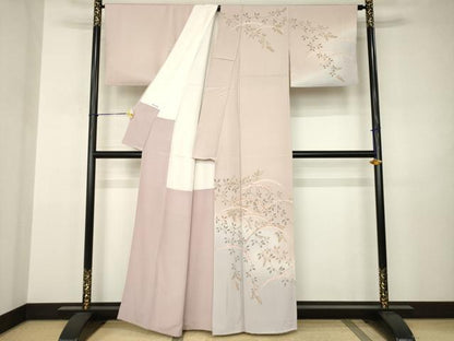 平和屋着物●訪問着　芝　枝葉文　金彩　正絹　逸品　AABJ3157ck