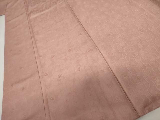 平和屋着物●上質な色無地　草花地紋　石竹色　三越扱い　正絹　逸品　AABJ3161cs