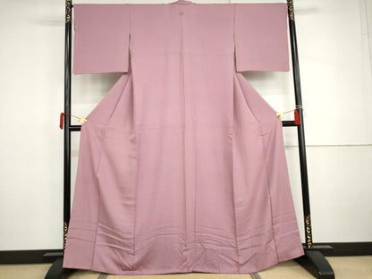 平和屋着物●上質な色無地　紋意匠　菖蒲色　正絹　逸品　AABJ3162cs