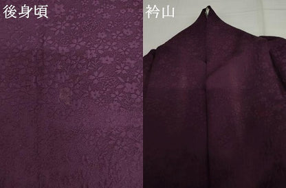 平和屋着物●上質な色無地　草花地紋　葡萄色　正絹　逸品　AABJ3163cs