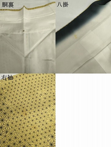 平和屋着物●上質な小紋　麻の葉文様　絹　逸品　AABJ3167cs