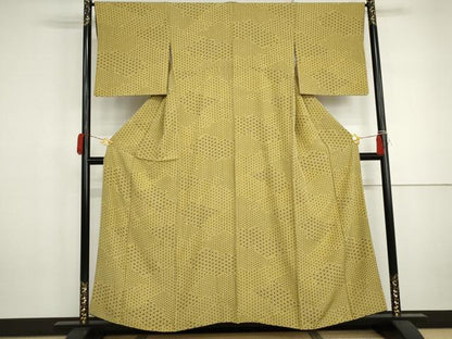 平和屋着物●上質な小紋　麻の葉文様　絹　逸品　AABJ3167cs