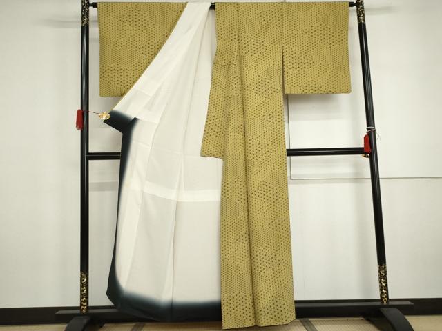 平和屋着物●上質な小紋　麻の葉文様　絹　逸品　AABJ3167cs