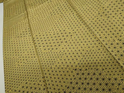 平和屋着物●上質な小紋　麻の葉文様　絹　逸品　AABJ3167cs