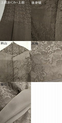 平和屋着物●上質な色無地　花唐草地紋　紅消鼠色　ロング丈　正絹　逸品　AABJ3168cs