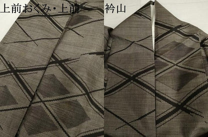 平和屋着物●本場大島紬　泥染め　カタス9マルキ　菱文　正絹　逸品　AABJ3171cs
