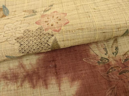 平和屋着物●染織の名門　しょうざん  生紬　枝花文　正絹　逸品　AABJ3172cs